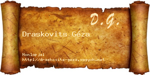 Draskovits Géza névjegykártya