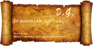 Draskovits Géza névjegykártya